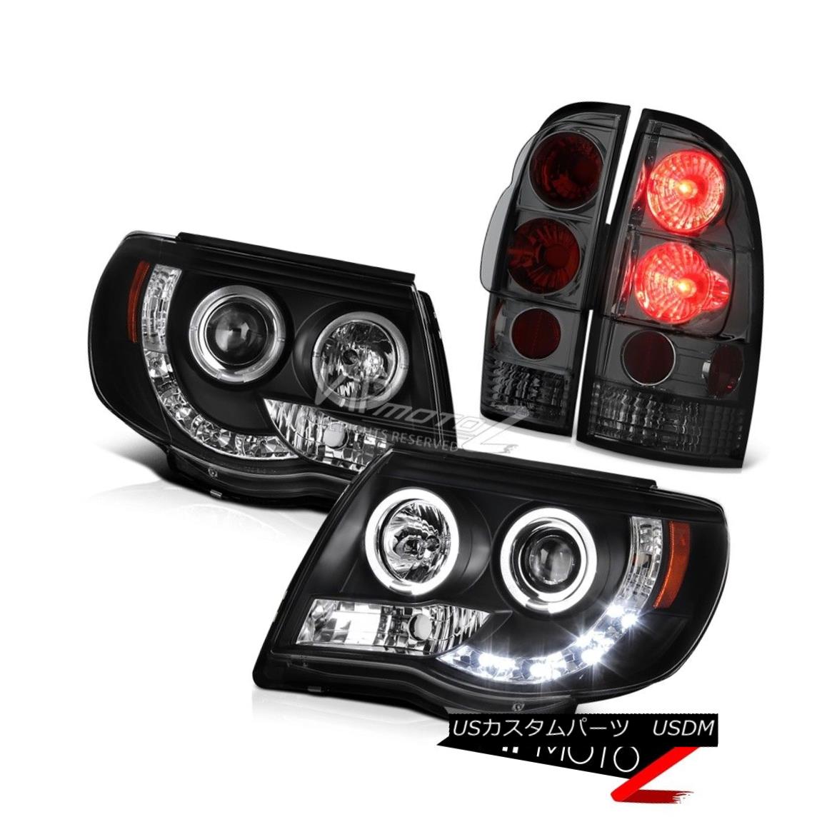 テールライト 05-11 Toyota Tacoma Black Halo LED DRL Headlights Rear Brake Signal Tail Lights 05-11トヨタタコマブラックハローLED DRLヘッドライトリアブレーキ信号テールライト 【並行輸入品】