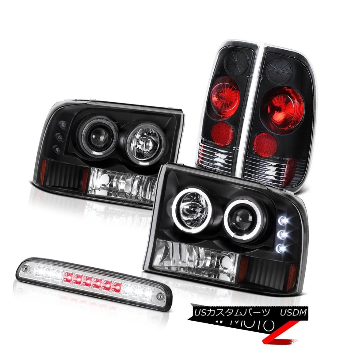 テールライト Black Halo DRL Headlights Euro Third Brake LED Rear Lamps 1999-2004 F350 XLT ブラックHalo DRLヘッドライトユーロサードブレーキLEDリアランプ1999-2004 F350 XLT 【並行輸入品】