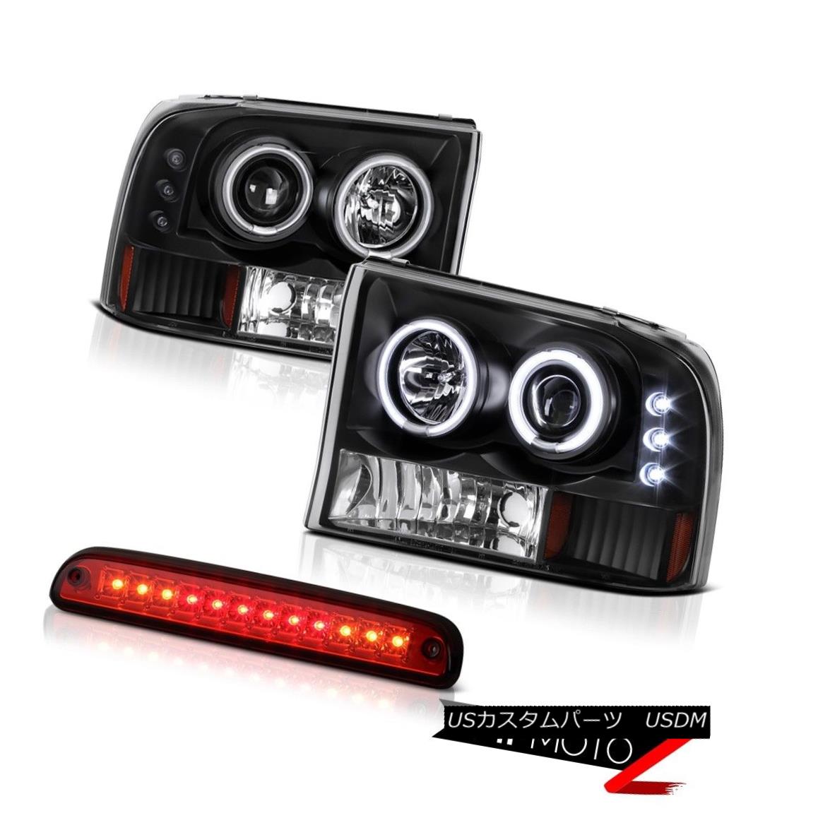 テールライト 99-04 F350 XL Fluorescence Halo DRL CCFL Black Headlights Third Brake Red LED 99-04 F350 XL蛍光灯DRL CCFLブラックヘッドライト第3ブレーキ赤色LED 【並行輸入品】
