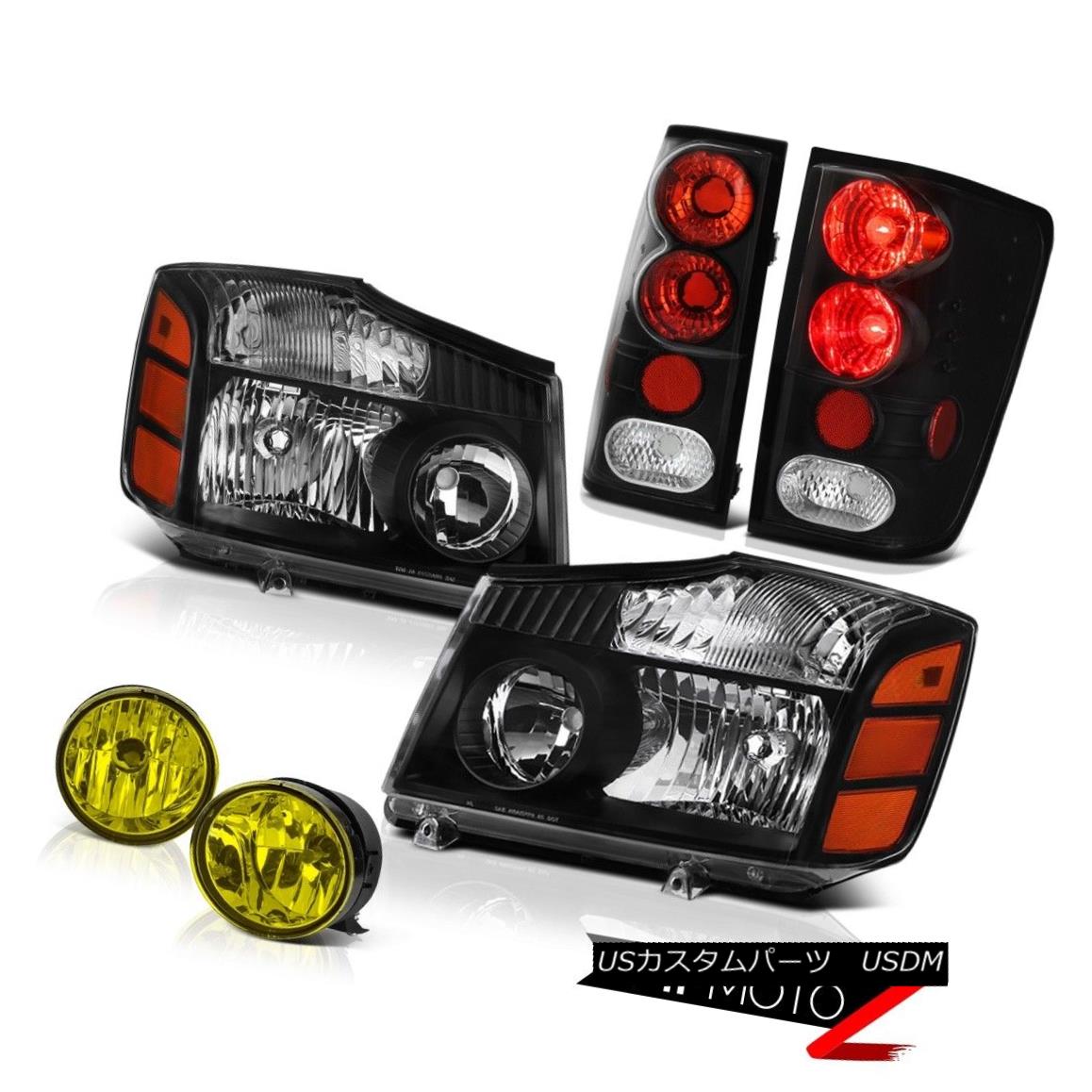 テールライト For 2004-2015 Titan SL Black Diamond Headlight Black Tail Brake Light Yellow Fog 2004年?2015年タイタンSLブラックダイヤモンドヘッドライトブラックテールブレーキライトイエローフォグ 【並行輸入品】