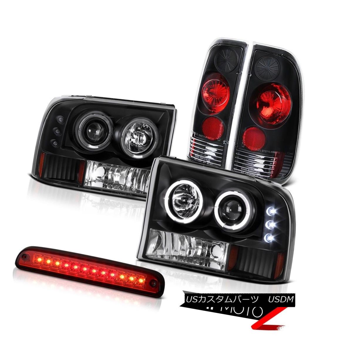 テールライト Black LED DRL Headlamps High Stop Red Signal Tail Light 1999-2004 F350 Lariat ブラックLED DRLヘッドランプハイストップレッド信号テールライト1999-2004 F350ラリアート 【並行輸入品】