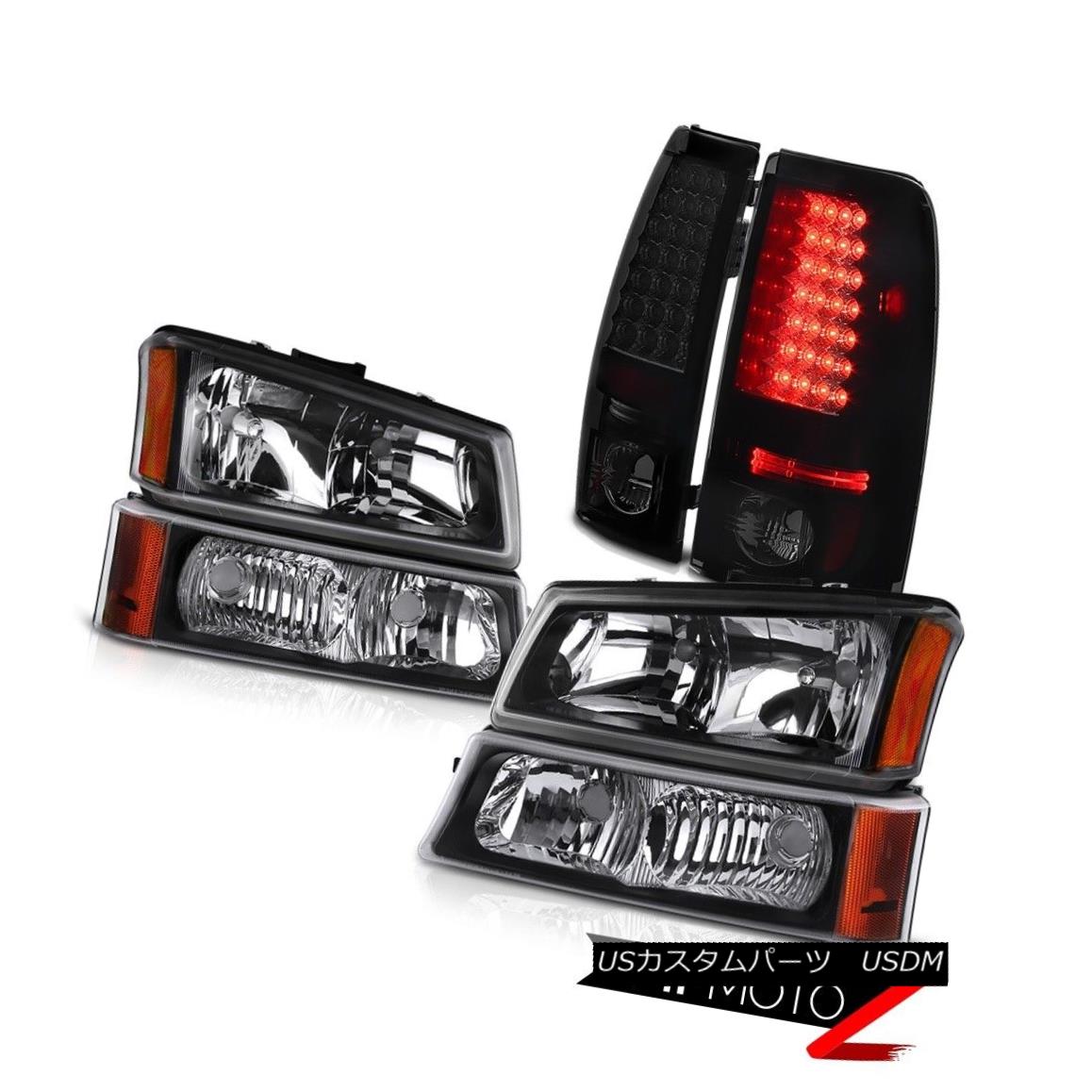 テールライト Left Right Front Headlights Smoke Black L.E.D Tail Lights 03-06 Silverado 3500HD 左右フロントヘッドライトスモークブラックL.E.Dテールライト03-06シルバラード3500HD 【並行輸入品】