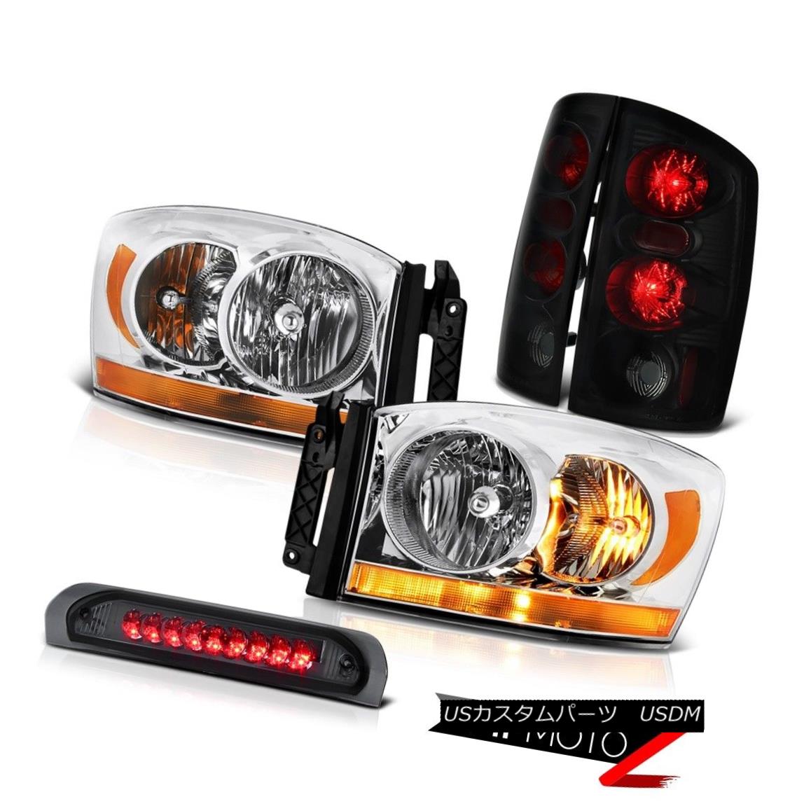 テールライト 2006 Ram 3.7L Euro Clear Headlights Smoked Third Brake Light Taillamps Oe Style 2006ラム3.7LユーロクリアヘッドライトスモークサードブレーキライトTaillamps Oeスタイル 【並行輸入品】