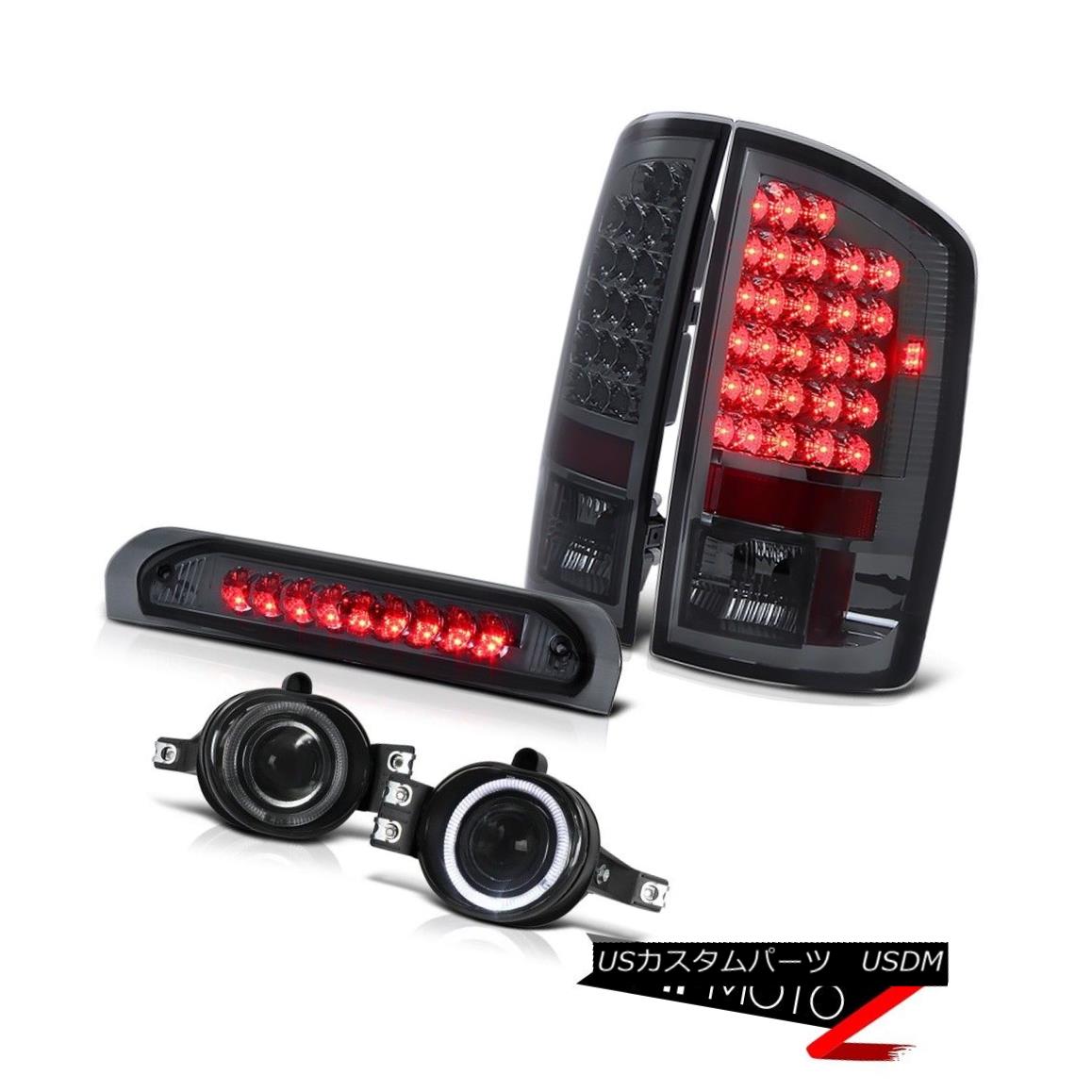 テールライト Dodge 02-06 RAM L+R Smoke LED Tail Light+3rd Brake+Halo Projector Fog Lamp COMBO ドッジ02-06 RAM L + RスモークLEDテールライト+第3ブレーキ+ハロープロジェクターフォグランプCOMBO 【並行輸入品】