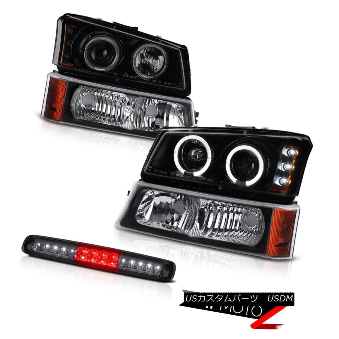 テールライト 2003-2006 Silverado Roof Cargo Lamp Parking Darkest Smoke Headlights Halo Ring 2003-2006シルバラド屋根カーゴランプパーキングダークスモークヘッドライトハローリング 【並行輸入品】
