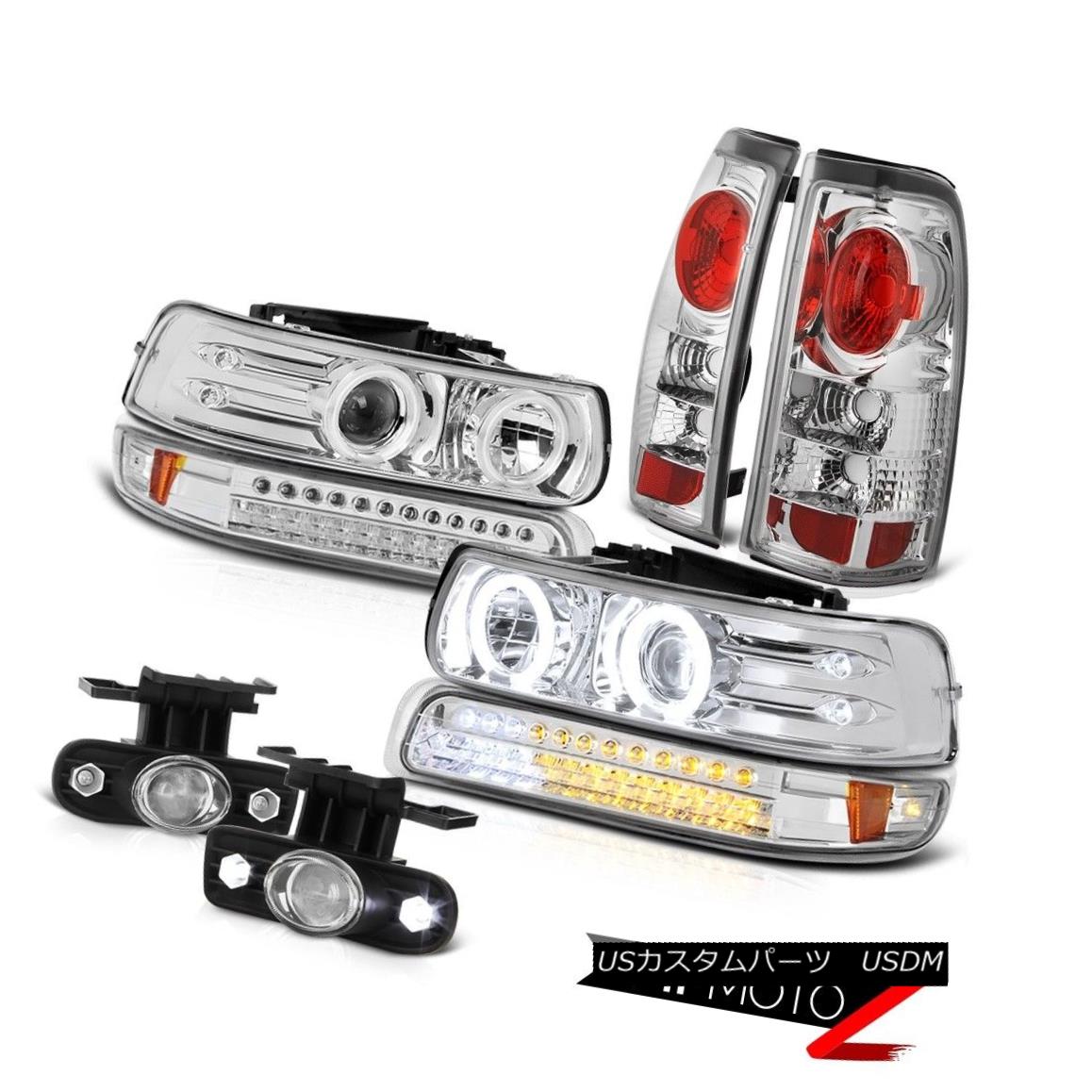テールライト Ring Headlamps LED Signal Chrome Brake Lamp Projector Bumper Fog 99-02 Silveardo リングヘッドランプLED信号クロムブレーキランププロジェクターバンパーフォグ99-02 Silverado 【並行輸入品】