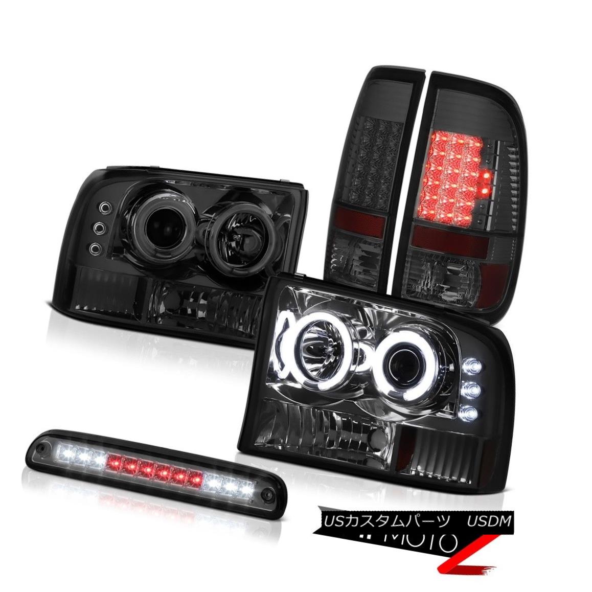 テールライト 1999-2004 F350 King Ranch Projector Halo DRL Headlights Dark LED Brake Taillamps 1999-2004 F350キングランチプロジェクターHalo DRLヘッドライトダークLEDブレーキテールランプ 【並行輸入品】