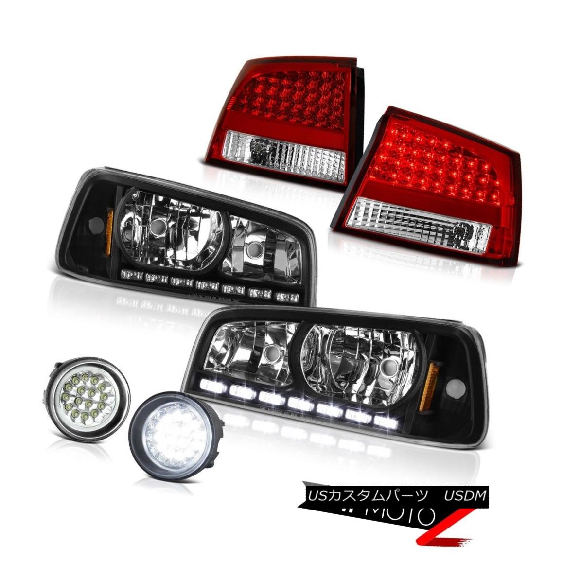 テールライト 09 10 Charger Daytona RT Black Halo LED Headlights Chrome Tail Lamps DRL FogLamp 09 10充電器Daytona RT Black Halo LEDヘッドライトクロームテールランプDRL FogLamp 【並行輸入品】