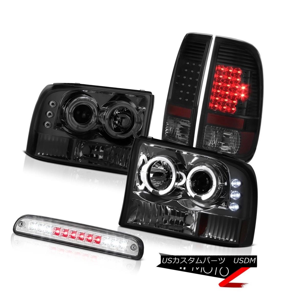 テールライト 99-04 Ford SuperDuty Headlamp Angel Eye Sinister Black LED Brake Lamp Euro Third 99-04フォードSuperDutyヘッドランプエンジェルアイ詐欺師黒LEDブレーキランプユーロサード 【並行輸入品】