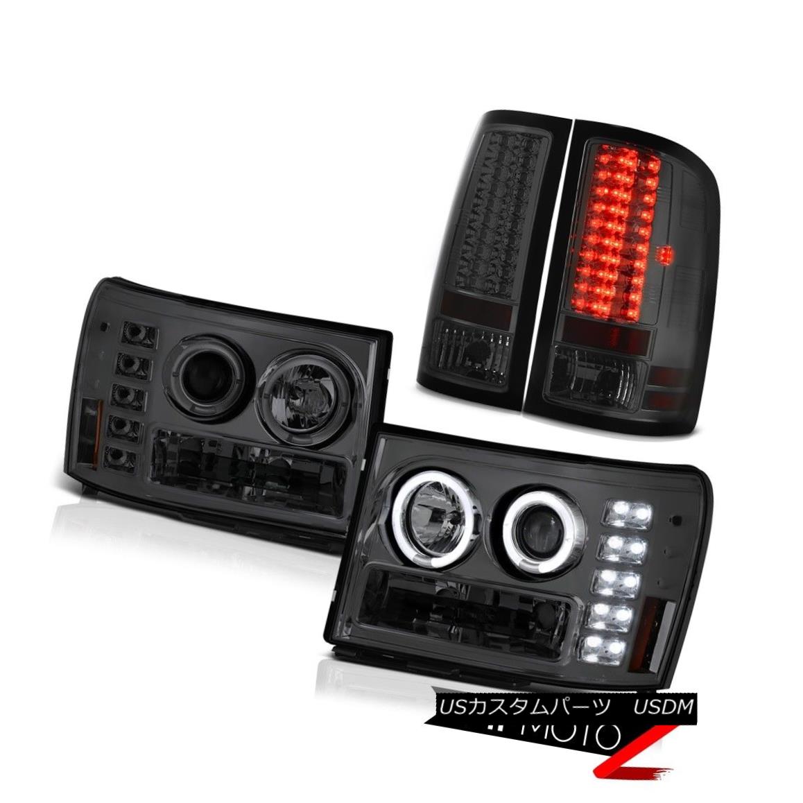 テールライト 11 12 13 14 GMC Sierra Diesel WT Dual Angel Eye Headlamps Smoked L.E.D Taillamp 11 12 13 14デュアルエンジェルアイヘッドランプ付きGMC Sierra DieselスモークL.E.Dテールランプ 【並行輸入品】