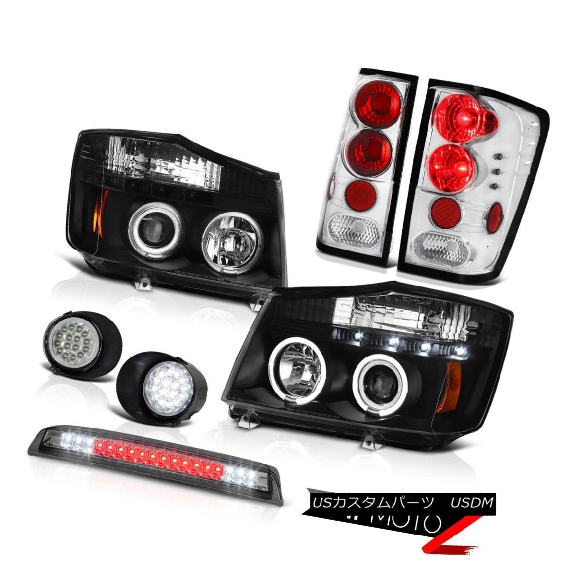 テールライト For 2004-2015 Titan XE Angel Eye Headlights Tail Lights LED Fog Roof Stop Tinted 2004年?2015年Titan XE Angel EyeヘッドライトテールライトLEDフォグルーフストーンティント 【並行輸入品】
