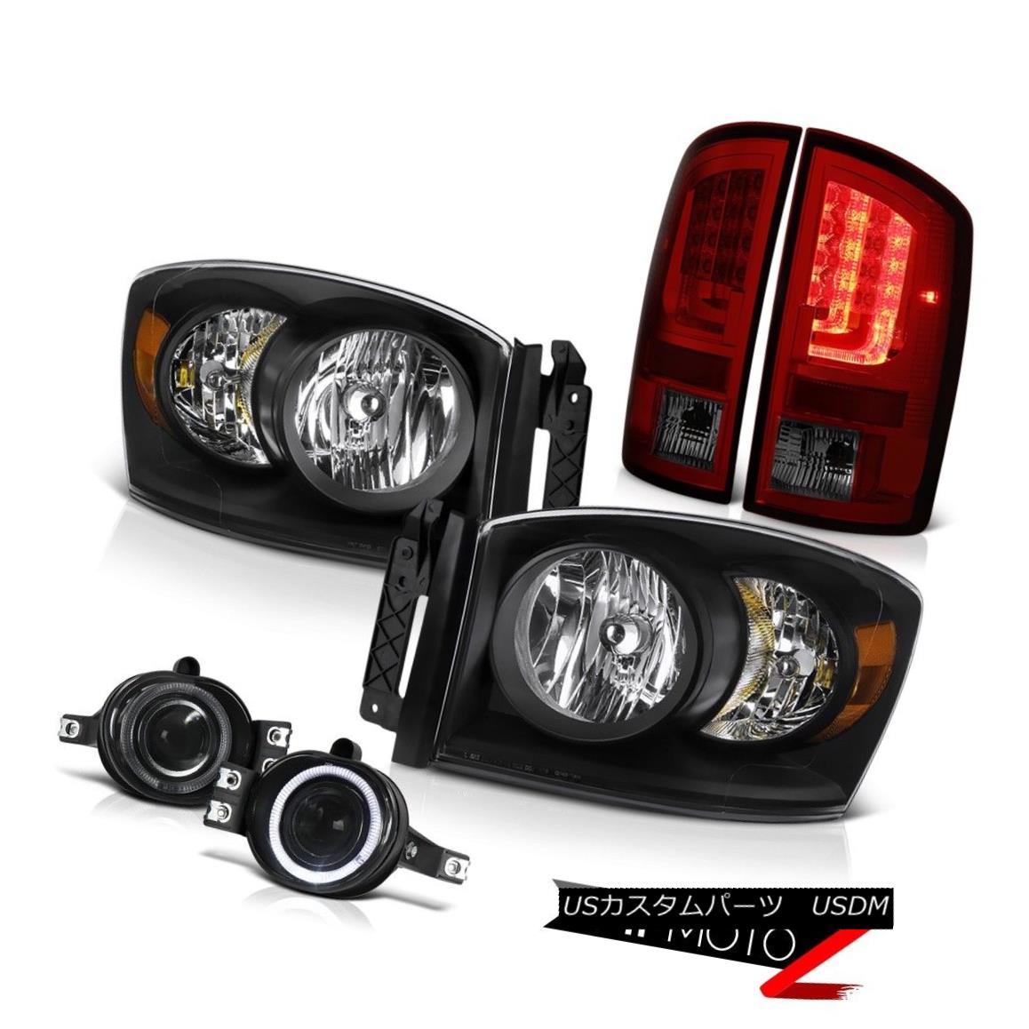 テールライト 07-08 Dodge Ram 1500 5.7L Tail Lamps Black Headlights Fog Lights OLED Neon Tube 07-08ダッジラム1500 5.7LテールランプブラックヘッドライトフォグライトOLEDネオンチューブ 【並行輸入品】