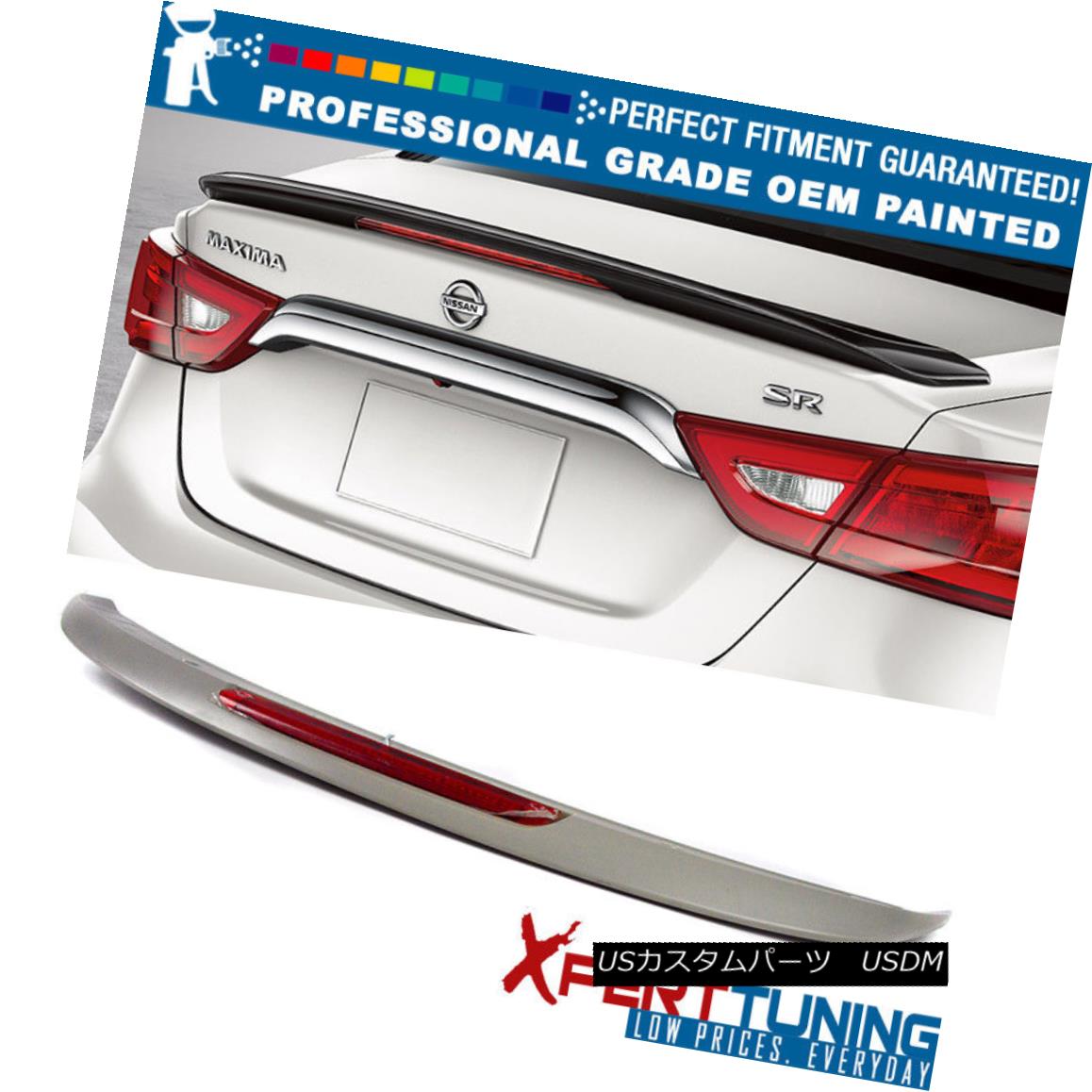 エアロパーツ Fit 16-18 Maxima A36 Painted OE SR Trunk Spoiler LED Brake - OEM Painted Color フィット16-18マキシマA36塗装OE SRトランクスポイラーLEDブレーキ - OEM塗装色 【並行輸入品】