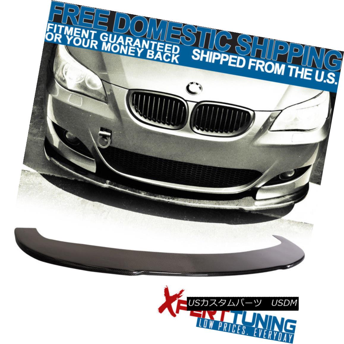 エアロパーツ Fits 2004-2010 BMW E60 M5 Carbon Fiber Under Front Bumper Lip Spoiler Splitter フィット2004-2010 BMW E60 M5カーボンファイバーフロントバンパーリップスポイラースプリッター 【並行輸入品】