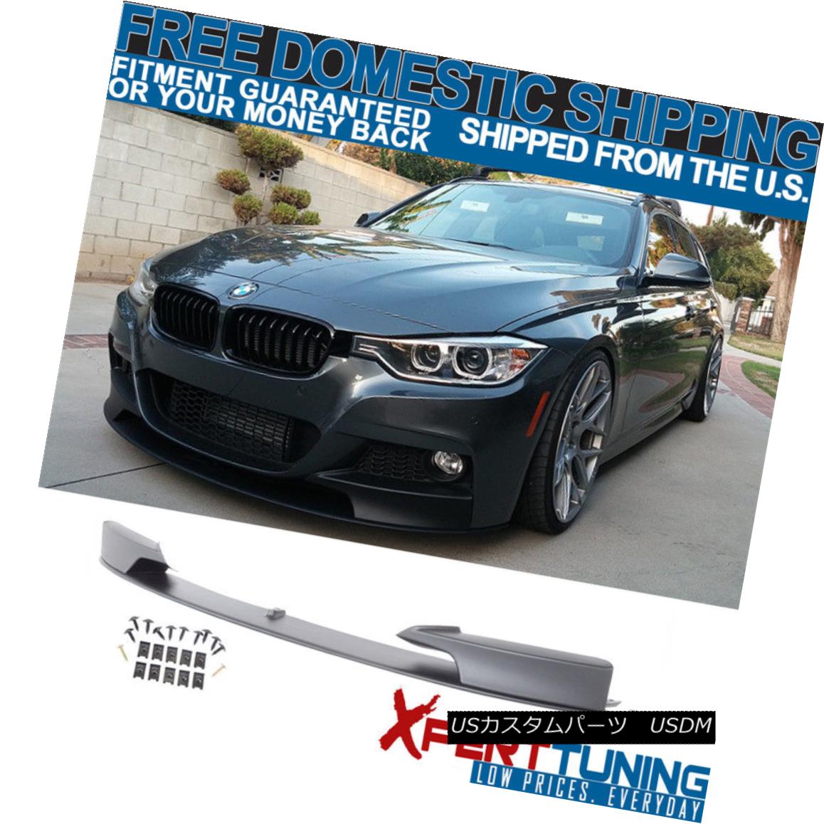 エアロパーツ Fits 12-16 BMW F30 3 Series M Style Front Bumper Lip Unpainted - Polypropylene フィット12-16 BMW F30 3シリーズMスタイルフロントバンパーリップ未塗装 - ポリプロピレン 【並行輸入品】