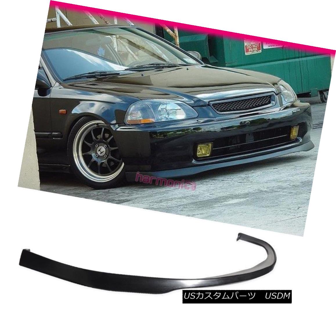 エアロパーツ Fits 99-00 Honda Civic EK SIR Front Bumper Lip Spoiler Bodykit PU フィット99-00ホンダシビックEK SIRフロントバンパーリップスポイラーボディキットPU 【並行輸入品】