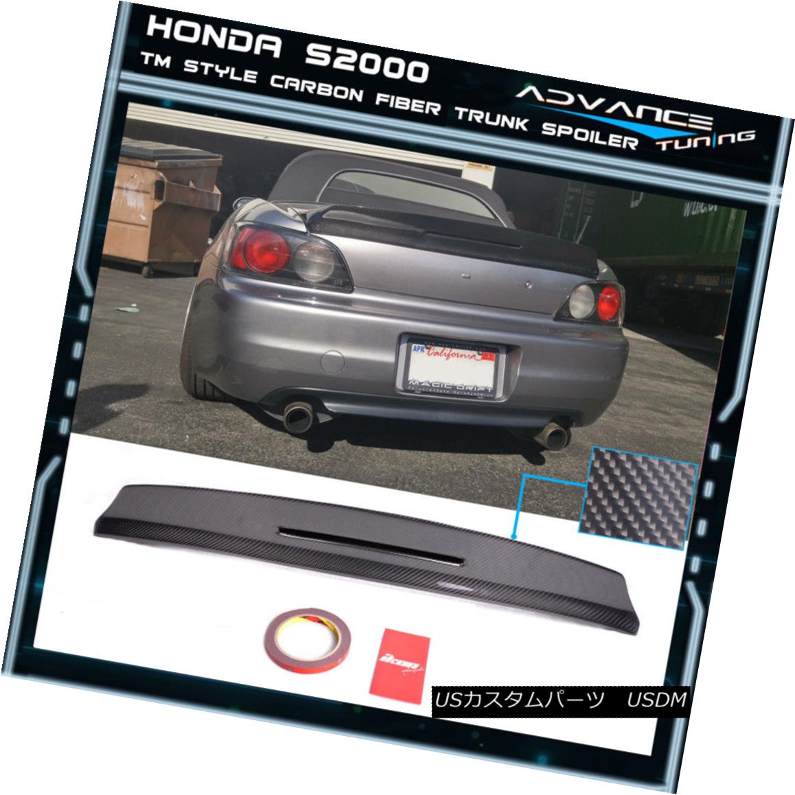 エアロパーツ 00-09 Honda S2000 AP1 AP2 TM Style Carbon Fiber Trunk Deck Spoiler Wing 00-09ホンダS2000 AP1 AP2 TMスタイルカーボンファイバートランクデッキスポイラーウイング 【並行輸入品】