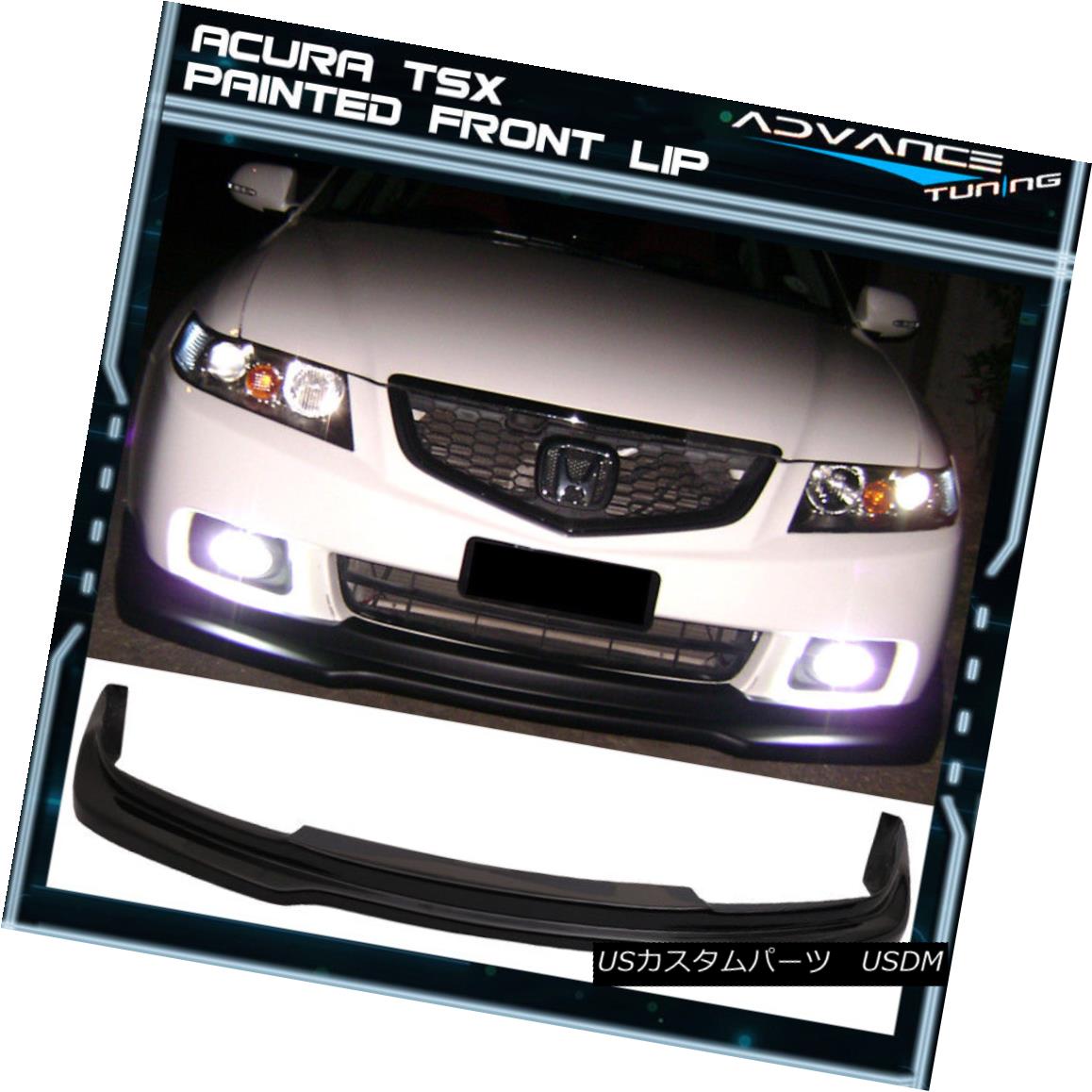 エアロパーツ For 04-05 Acura TSX P1 Front Bumper Lip OEM Painted #B92P Nighthawk Black Pearl 04-05アキュラTSX P1フロントバンパーリップOEM塗装＃B92Pナイトホークブラックパール 【並行輸入品】