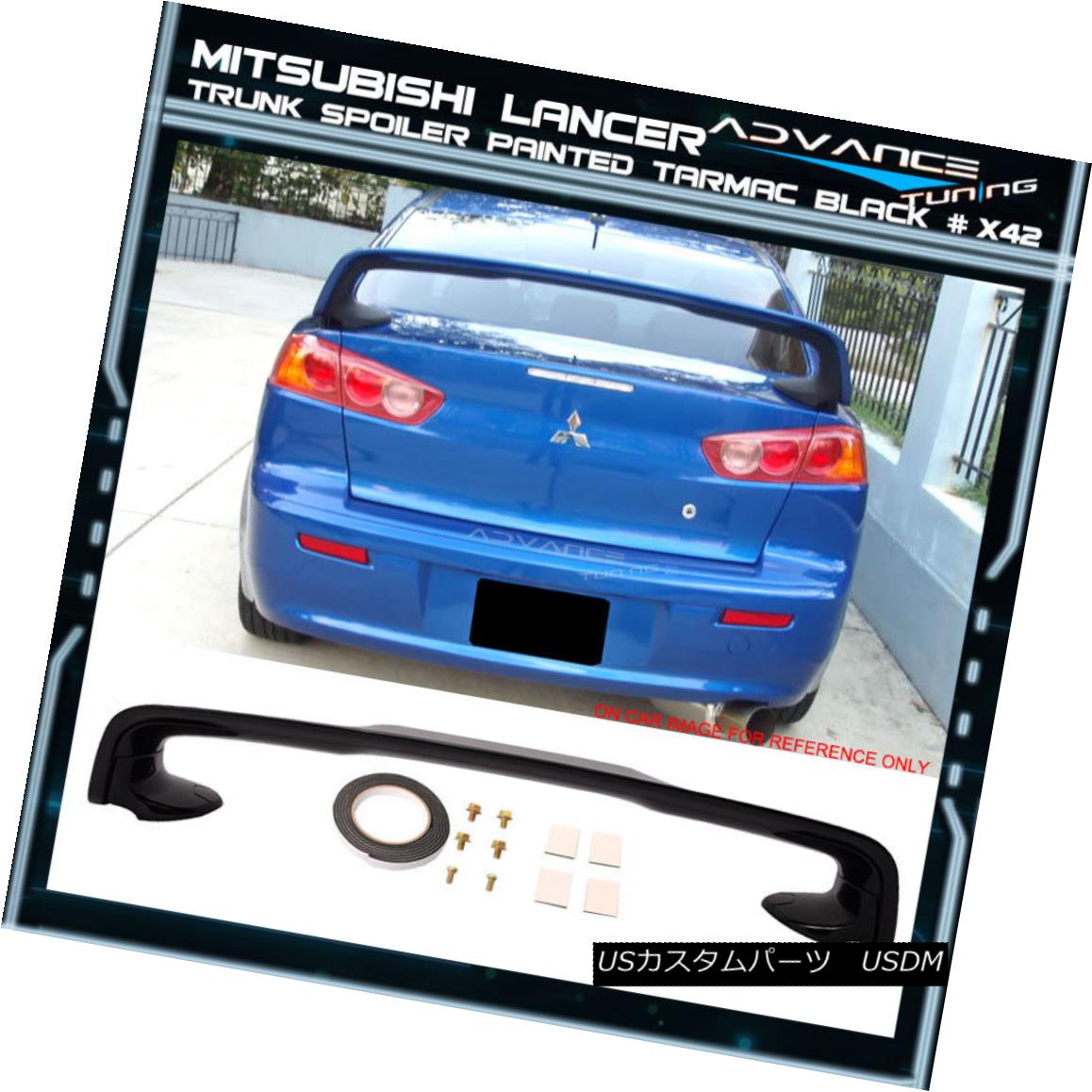 エアロパーツ 08-17 Mitsubishi Lancer EVO 10 Trunk Spoiler OEM Painted Color Tarmac Black #X42 08-17三菱ランサーEVO 10トランク・スポイラーOEM塗装カラータクシーブラック#X42 【並行輸入品】|カスタムパーツ WORLD倉庫