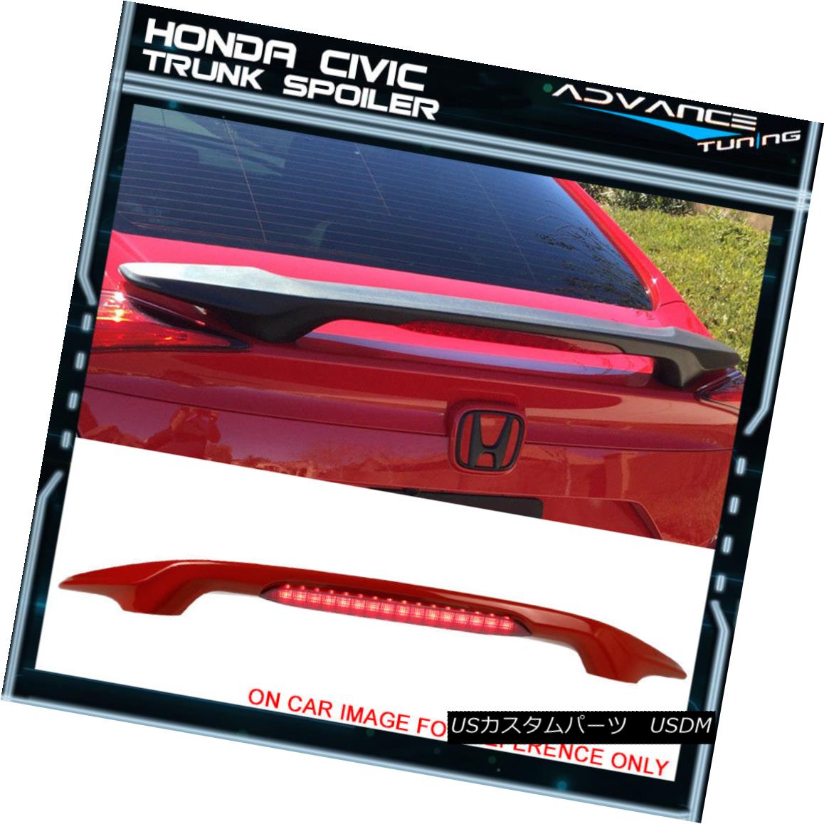 エアロパーツ 16-18 Honda Civic Trunk Spoiler W/ LED Brake Light Painted Rallye Red #R513 16-18ホンダシビックトランク・スポイラーW / LEDブレーキライト・ラリー・レッド＃R513 【並行輸入品】｜カスタムパーツ WORLD倉庫 105,380円