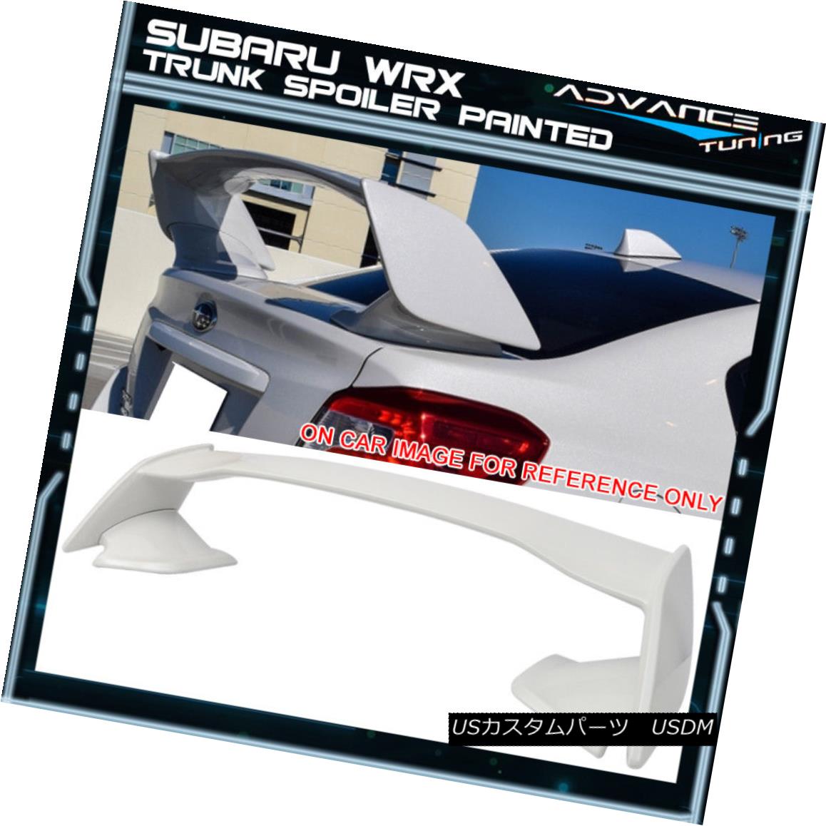 エアロパーツ Fits 15-18 Subaru WRX STI Style ABS Trunk Spoiler Painted #37J Satin White Pearl フィット15-18スバルWRX STIスタイルABSトランクスポイラー＃37Jサテンホワイトパール 【並行輸入品】