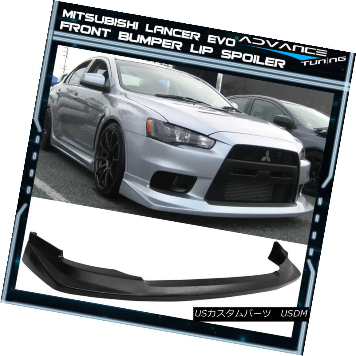 エアロパーツ Fits 08-15 Mitsubishi Lancer EVO 10 X Front Bumper Lip Spoiler Polyurethane PU フィット08-15三菱ランサーEVO 10 XフロントバンパーリップスポイラーポリウレタンPU 【並行輸入品】