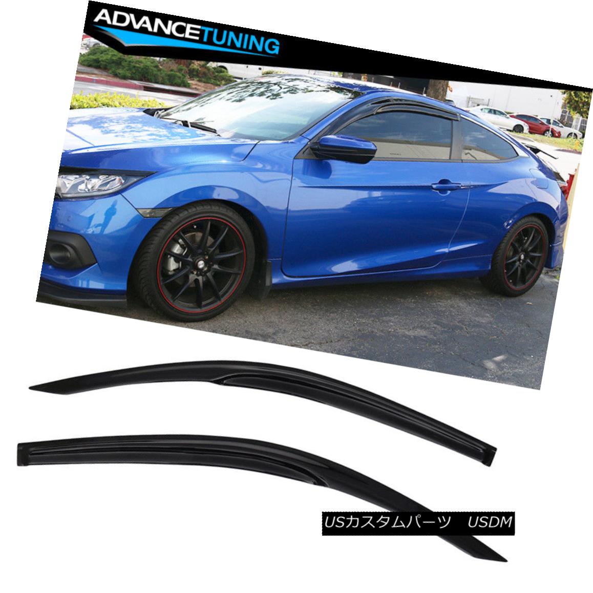 エアロパーツ Fits 16-18 Honda Civic Coupe Acrylic Window Visors 2Pc 16-18ホンダシビッククーペアクリルウインドバイザー2個入り 【並行輸入品】