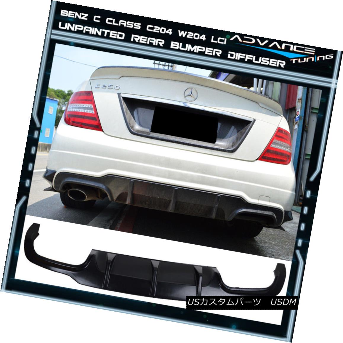 エアロパーツ 12-13 Mercedes Benz C Class C204 W204 LCI AMG Rear Bumper Lower Diffuser Valance 12-13メルセデスベンツCクラスC204 W204 LCI AMGリアバンパー下部ディフューザーバランス 【並行輸入品】|カスタムパーツ WORLD倉庫