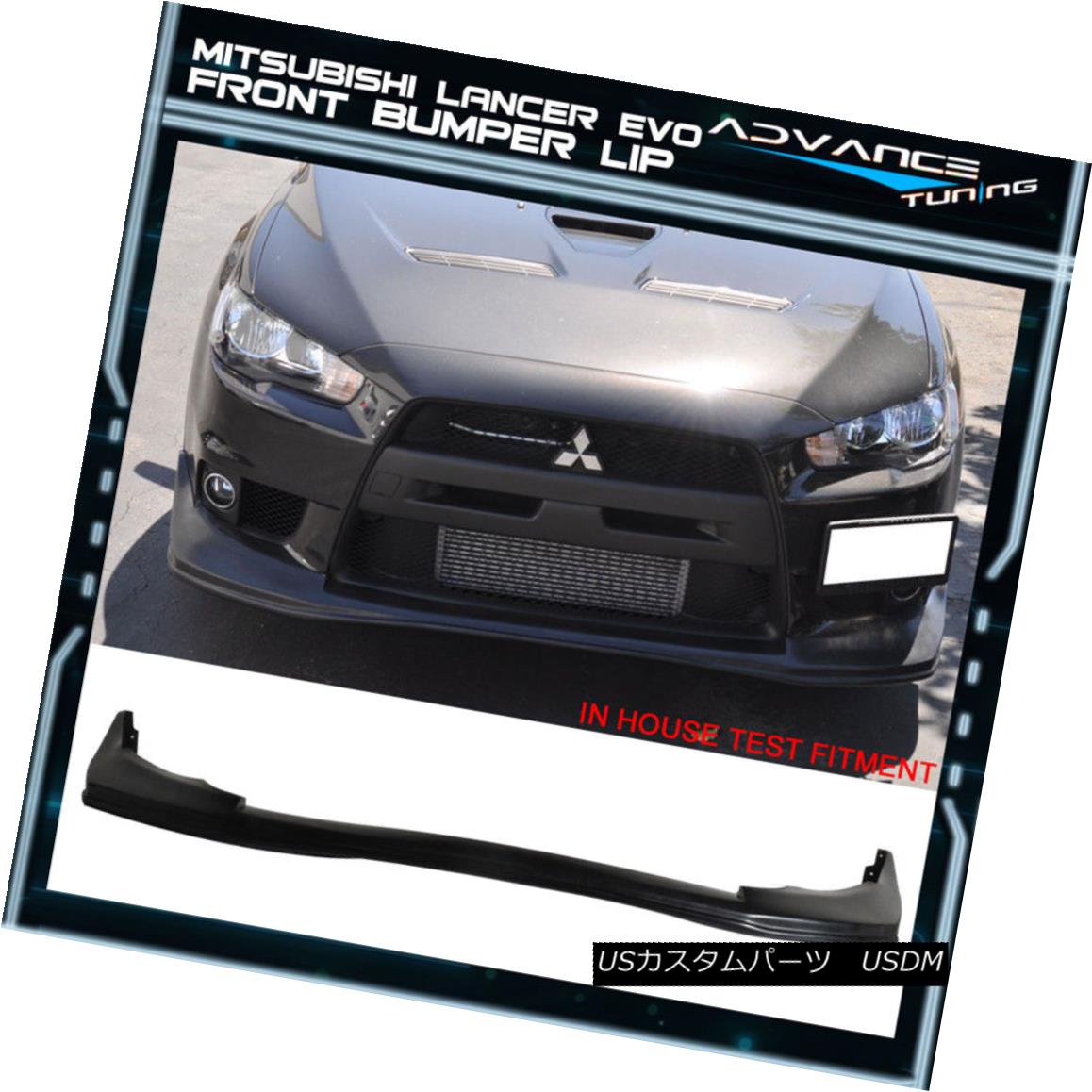エアロパーツ Fits 08-15 Mitsubishi Lancer EVO x EVO 10 Urethane Front Bumper Lip Spoiler PU フィット08-15三菱ランサーEVO x EVO 10ウレタンフロントバンパーリップスポイラーPU 【並行輸入品】