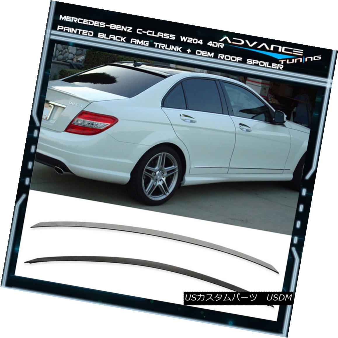 エアロパーツ 08-14 BENZ W204 4Door AMG Trunk + OE Roof Spoiler OEM Painted Color # 040 Black 08-14ベンツW204 4Door AMGトランク+ OEルーフスポイラーOEM塗装カラー＃040ブラック 【並行輸入品】