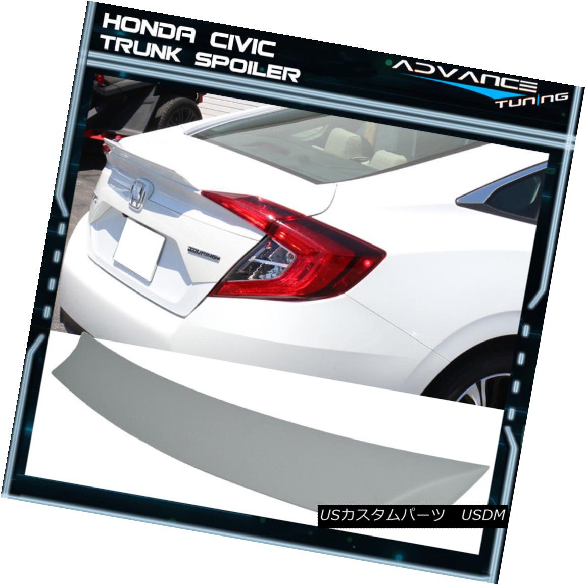 エアロパーツ Fit 16-18 Civic X 10th Gen 4Dr IKON Style Trunk Spoiler FRP Painted Gray フィット16-18シビックX 10世代4Dr IKONスタイルトランクスポイラーFRP塗装グレー 【並行輸入品】|カスタムパーツ WORLD倉庫