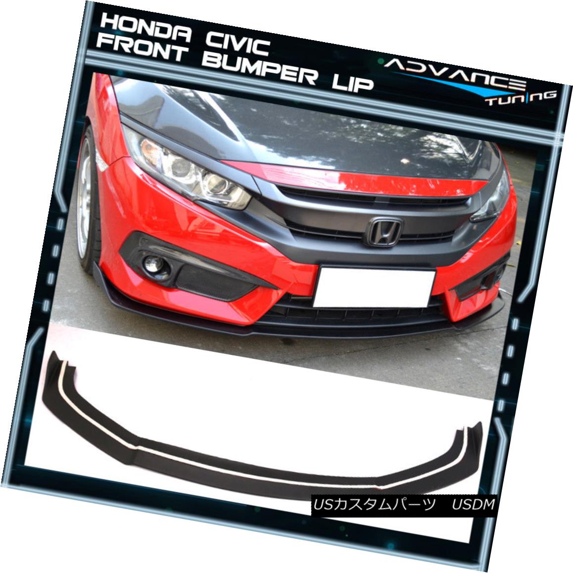 エアロパーツ For 16-18 Honda Civic CR Style Black Front Bumper Lip Splitter Polyurethane PU 16-18ホンダシビックCRスタイルブラックフロントバンパーリップスプリッターポリウレタンPU 【並行輸入品】