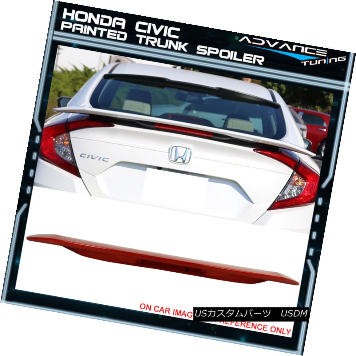 エアロパーツ 16-18 Honda Civic Sedan 4Dr LED Brake Trunk Spoiler Painted #R513 Rallye Red 16-18ホンダシビックセダン4Dr LEDブレーキトランク・スポイラー＃R513 Rallye Red 【並行輸入品】｜カスタムパーツ WORLD倉庫