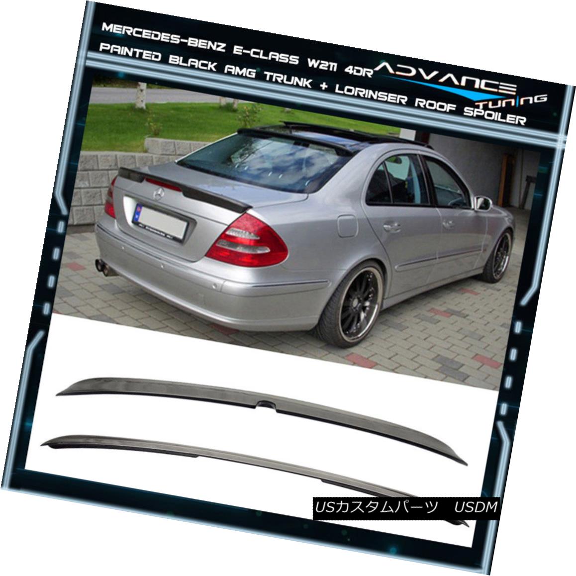 エアロパーツ 03-05 W211 4Dr AMG Trunk + L Type Roof Spoiler OEM Painted Color # 040 Black ABS 03-05 W211 4Dr AMGトランク+ L型ルーフスポイラーOEM塗装カラー＃040ブラックABS 【並行輸入品】