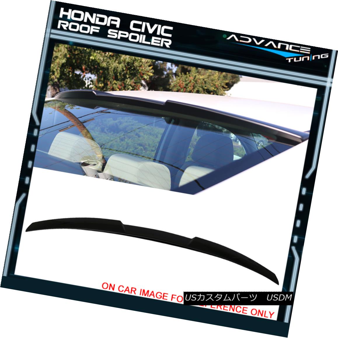 エアロパーツ 16-18 Honda Civic X Sedan IKON Roof Spoiler Painted #NH731P Crystal Black Pearl 16-18ホンダシビックXセダンIKONルーフスポイラー塗装済み＃NH731Pクリスタルブラックパール 【並行輸入品】