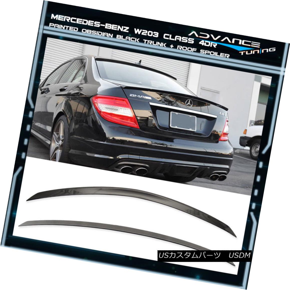 エアロパーツ 08-14 C W204 AMG Trunk + OE Roof Spoiler OEM Painted Color # 197 Obsidian Black 08-14 C W204 AMGトランク+ OEルーフスポイラーOEM塗装カラー＃197黒曜石 【並行輸入品】