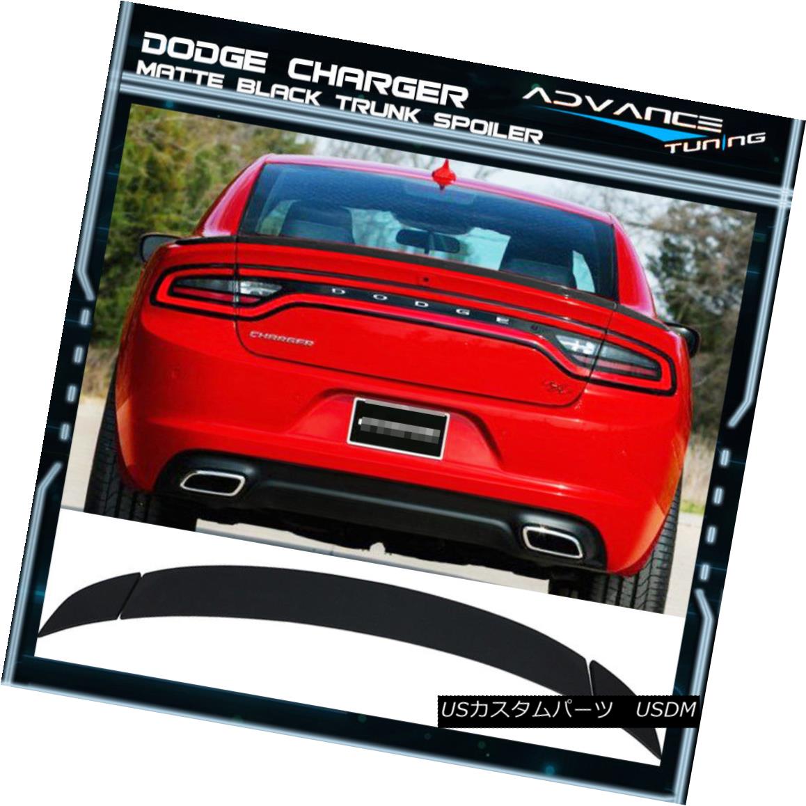 エアロパーツ Fits 15-18 Dodge Charger OE Factory Style 3PC Trunk Spoiler - Matte Black ABS フィット15-18ドッジ充電器OE工場のスタイル3PCトランクスポイラー - マットブラックABS 【並行輸入品】