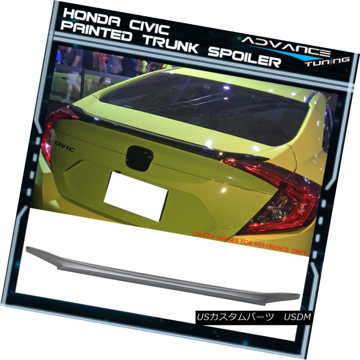 エアロパーツ 16-18 Honda Civic Sedan Trunk Spoiler OEM Painted #NH830M Lunar Silver Metallic 16-18ホンダシビックセダントランクスポイラーOEM塗装済み＃NH830Mルナシルバーメタリック 【並行輸入品】｜カスタムパーツ WORLD倉庫