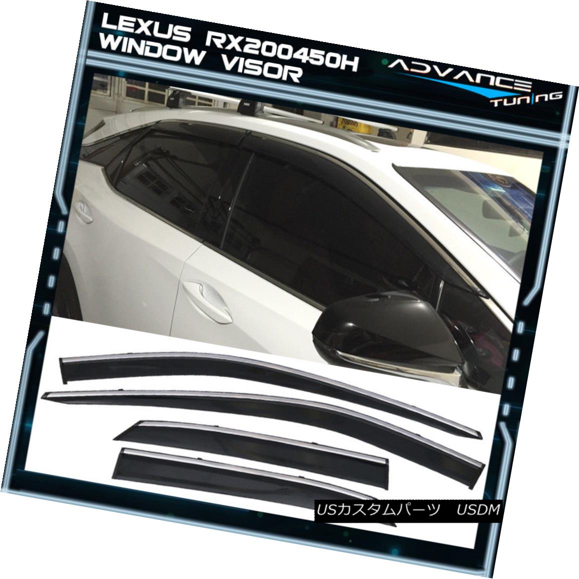 エアロパーツ Fits 16-18 Lexus RX350 RX450H Polycarbonate Window Visors w/ Chrome Trim 4Pc 16-18 Lexus RX350 RX450Hポリカーボネートウィンドウバイザー（クロムトリム4Pcに適合） 【並行輸入品】