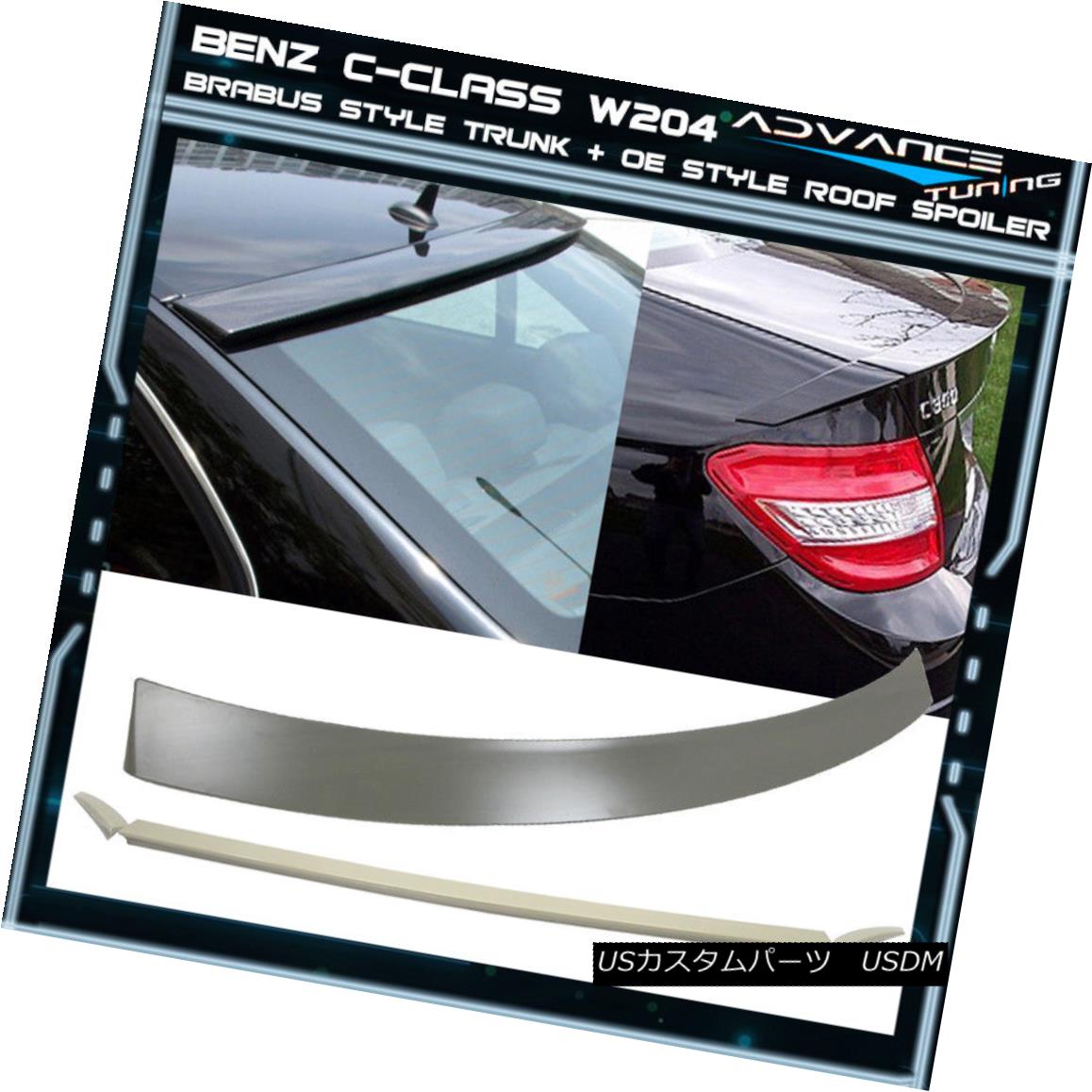 エアロパーツ 08-14 BENZ C Class W204 4Dr B Type Trunk + OE Style Roof Spoiler Unpainted ABS 08-14ベンツCクラスW204 4Dr Bタイプトランク+ OEスタイルルーフスポイラー無塗装ABS 【並行輸入品】