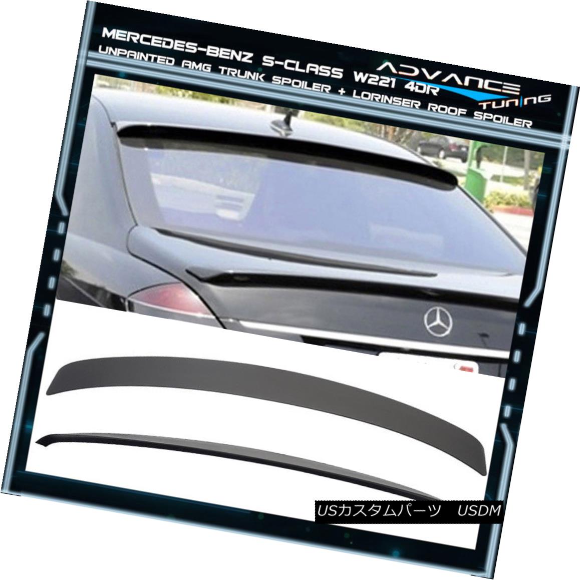 エアロパーツ 07-13 Benz S Class W221 4Dr AMG Style Trunk + L Type Roof Spoiler Unpainted ABS 07-13ベンツSクラスW221 4Dr AMGスタイルトランク+ Lタイプルーフスポイラー無塗装ABS 【並行輸入品】