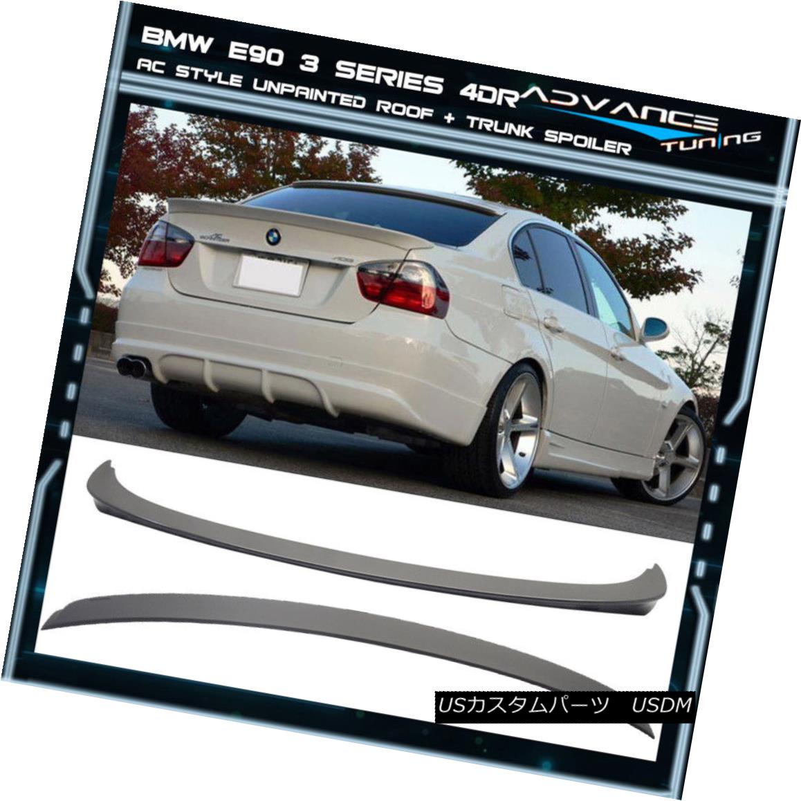 エアロパーツ 06-11 BMW 3 Series E90 4Dr Sedan AC Style Trunk + Roof Spoiler Unpainted ABS 06-11 BMW 3シリーズE90 4DrセダンACスタイルトランク+ルーフスポイラー無塗装ABS 【並行輸入品】