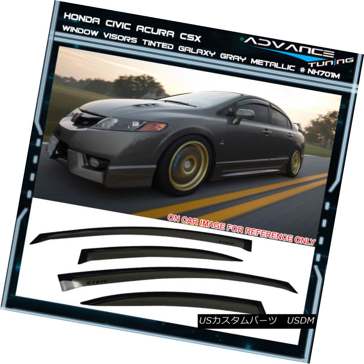 エアロパーツ Fits 06-11 Civic CSX Sedan Acrylic Window Visors 4Pc Painted #NH701M フィット06-11シビックCSXセダンアクリル窓のバイザー4Pc塗装＃NH701M 【並行輸入品】