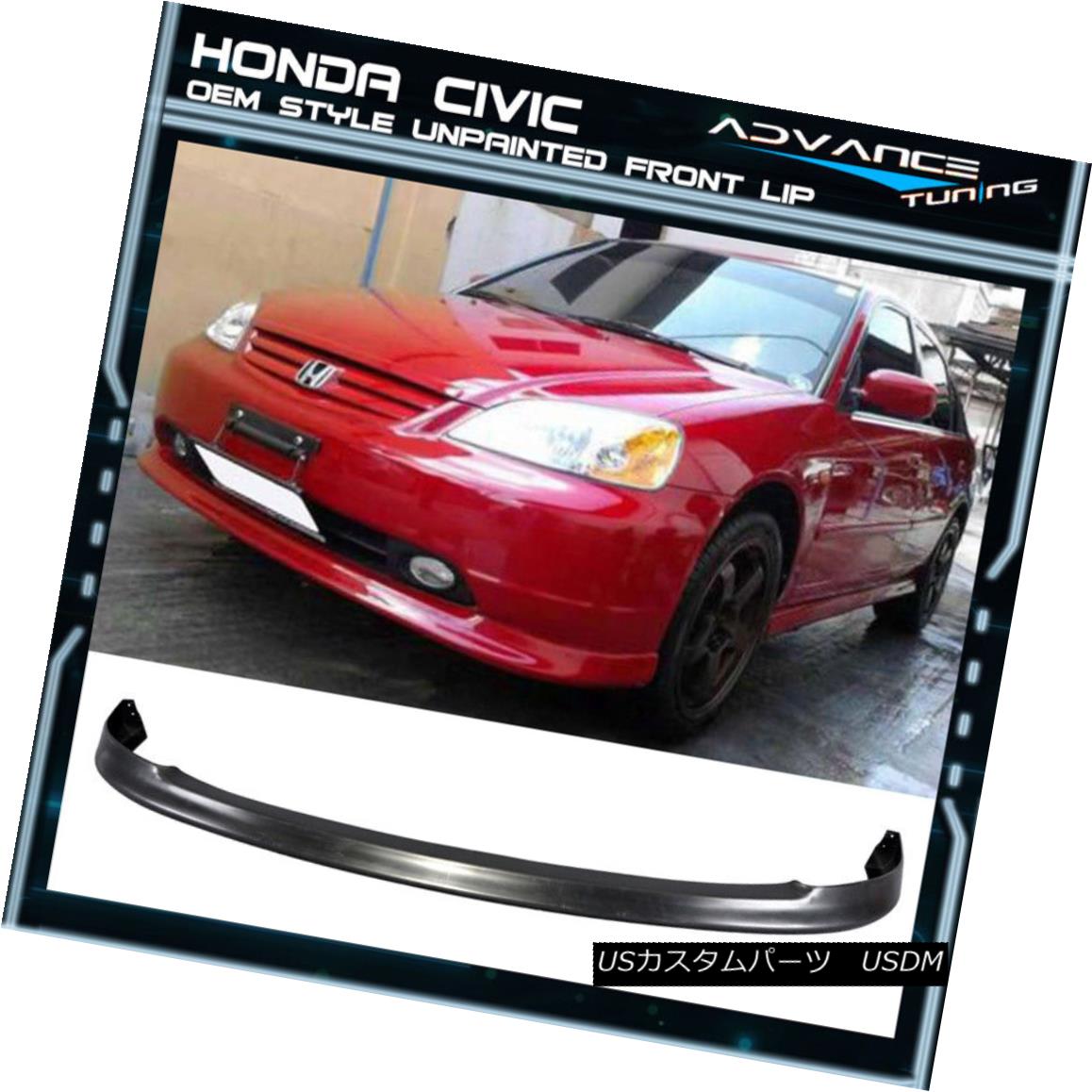 エアロパーツ For 01-03 Honda Civic OEM Factory Bumper Lip Spoiler - PP 01-03ホンダシビックOEM工場用バンパーリップスポイラー - PP 【並行輸入品】