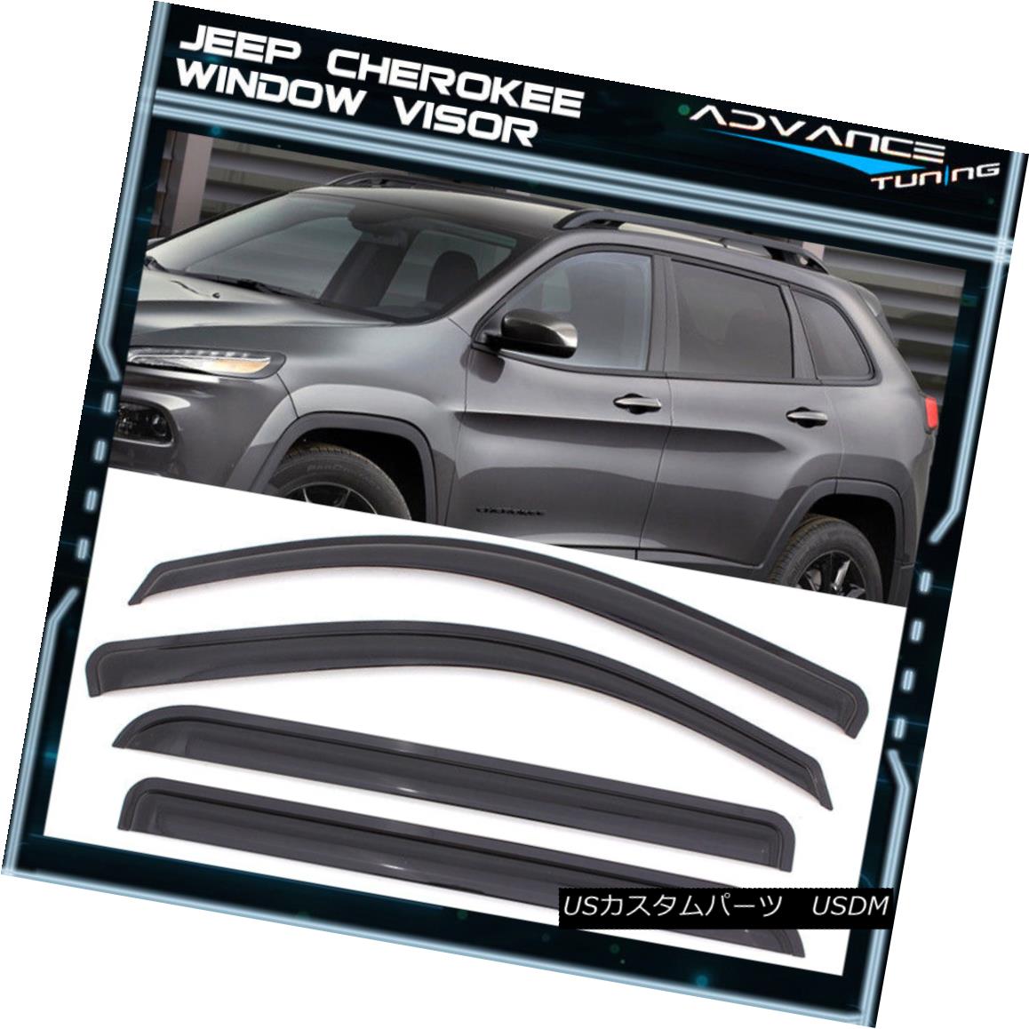 エアロパーツ Fits 14-18 Jeep Cherokee Acrylic Window Visors 4Pc 14-18ジープチェロキーアクリル窓のバイザー4Pcに適合 【並行輸入品】｜カスタムパーツ WORLD倉庫