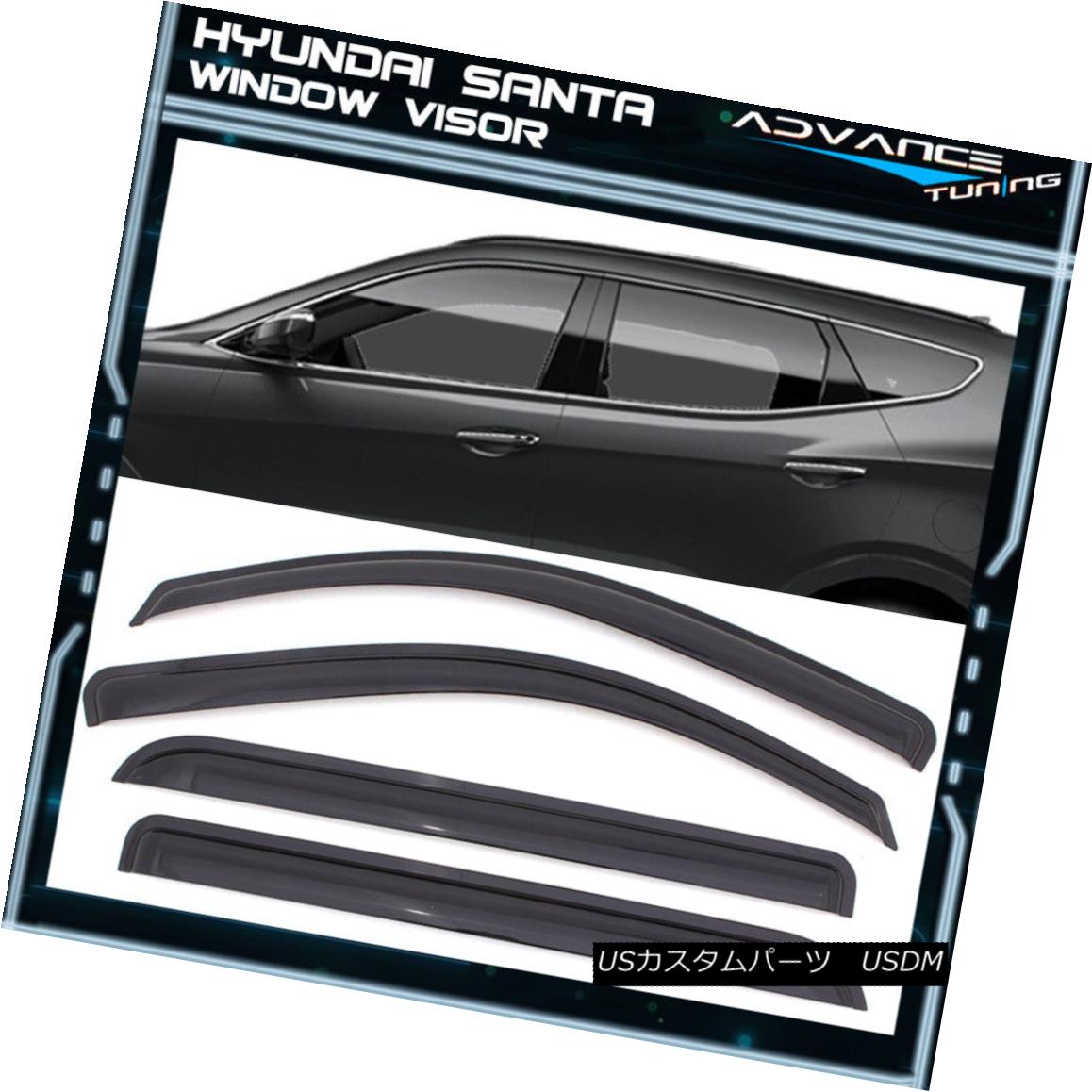 エアロパーツ Fits 13-18 Hyundai Santa Fe Acrylic Window Visors 4Pc ヒュンダイサンタフェアクリル窓のバイザー13~18に合う 【並行輸入品】｜カスタムパーツ WORLD倉庫