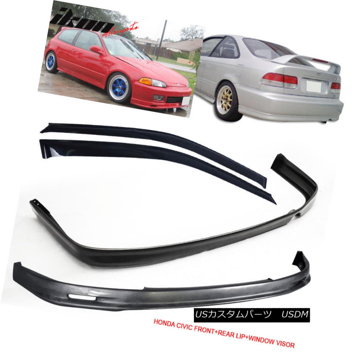 エアロパーツ Fits Civic 92 95 2dr Mugen Front Rear Bumper Lip Spoiler Sun Window Visor フィット シビック92 95 2drムゲン フロント リア バンパー リップ スポイラー サン ウィンドウ バイザー Voli Me