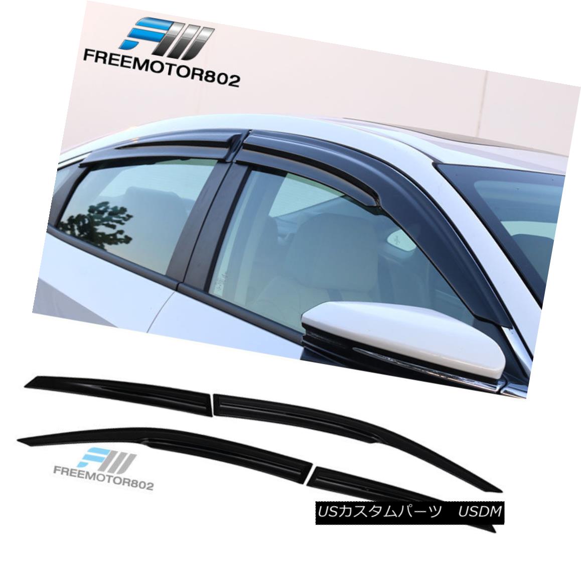 エアロパーツ Fits 16-18 Honda Civic Sedan Mug Style Acrylic Window Visors 4Pc Set フィット16-18ホンダシビックセダンマグスタイルアクリルウィンドウバイザー4PCセット 【並行輸入品】