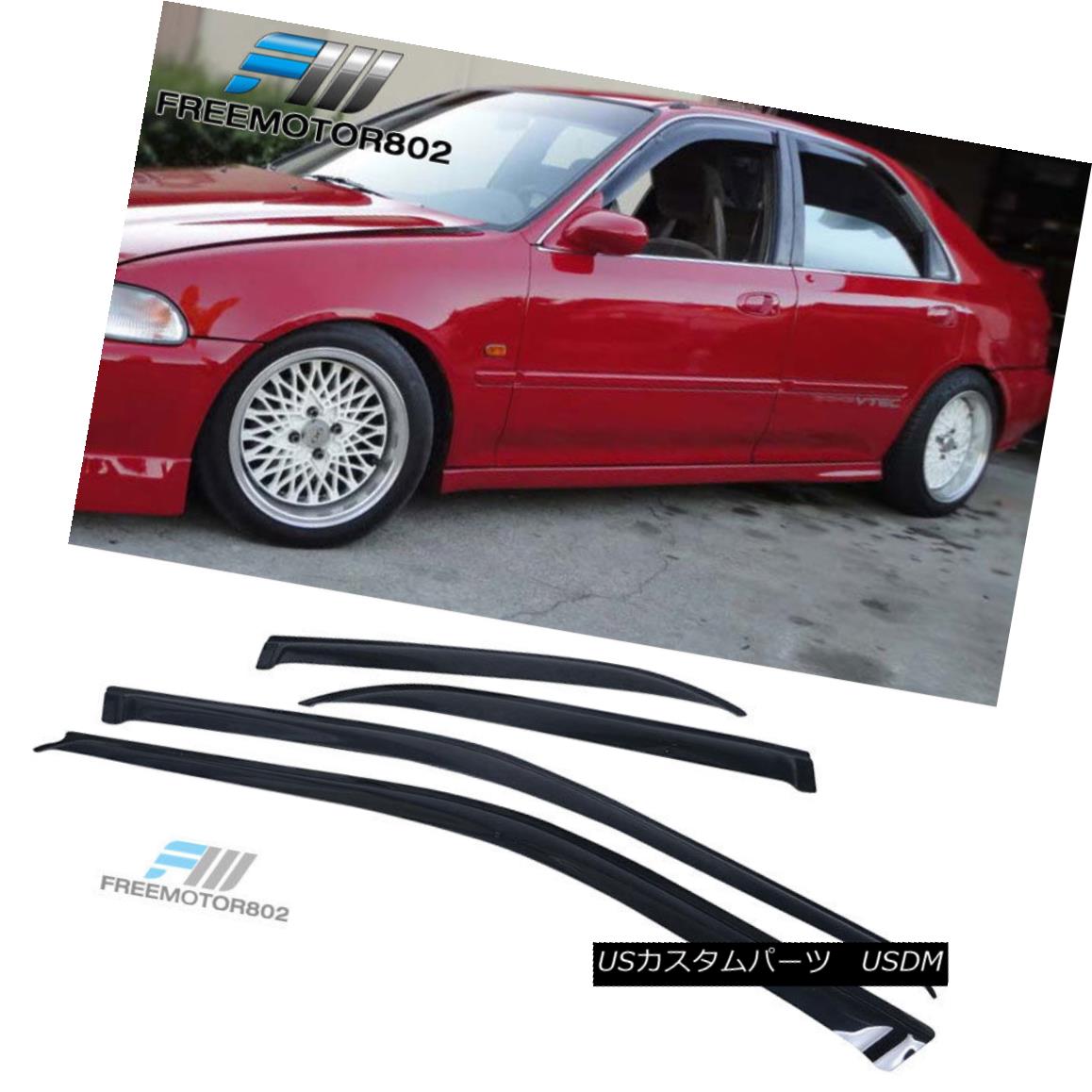 エアロパーツ Fits 92 95 Honda Civic Sedan Slim Style Acrylic Window Visors 4pc Set フィット92 95ホンダシビックセダンスリムスタイルのアクリル窓バイザー4個セット Centralelectricals Com