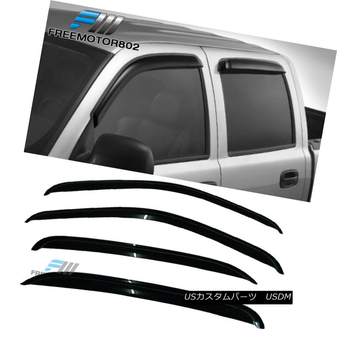 エアロパーツ For 07-13 Silverado Sierra Crew Cab Window Visor Rain Sun Guard Deflector 07-13 Silverado Sierra Crewキャブウィンドバイザーレインサンガードデフレクター 【並行輸入品】